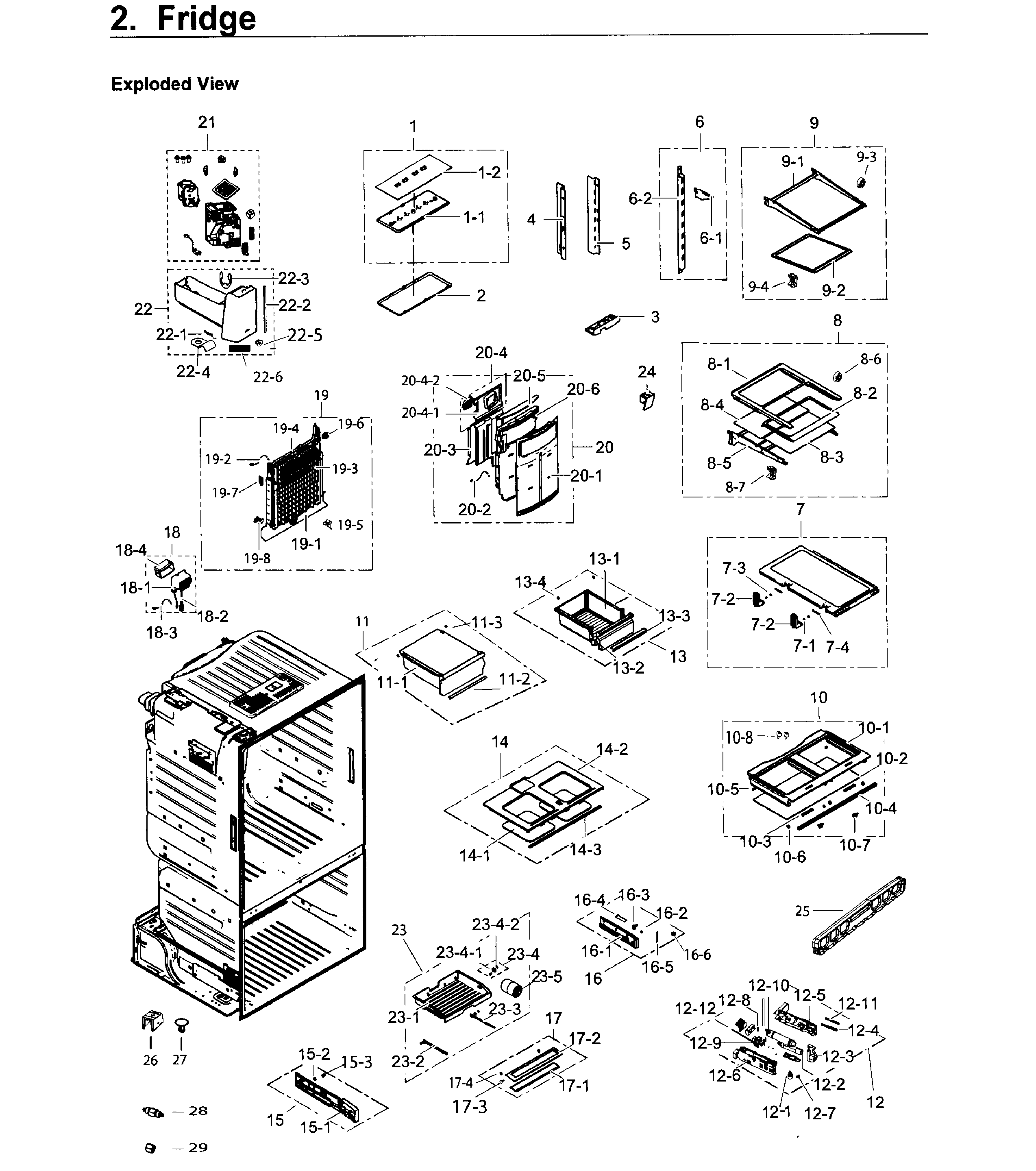 Fridge Diagram and Parts List for RF263BEAEWW AA-0004 Samsung Refrigerator