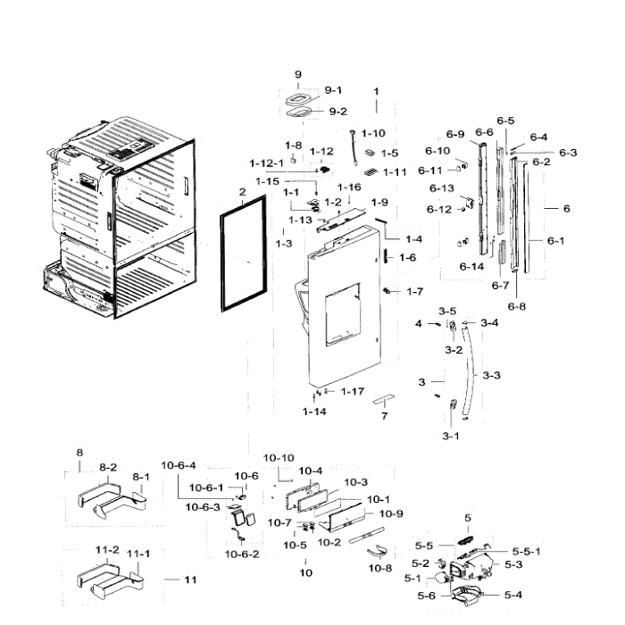Left Door Diagram and Parts List for RF28HFEDBWW AA-06 Samsung Refrigerator