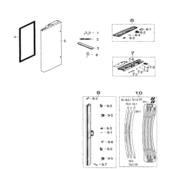 Door Left Diagram and Parts List for RF260BEAESR AA-02 Samsung Refrigerator