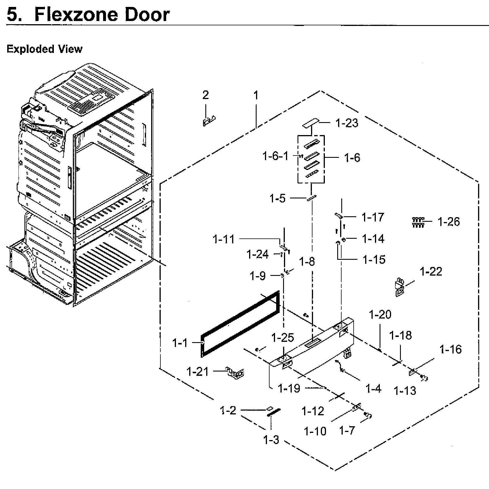 Flexzone Door Diagram and Parts List for RF28HMEDBWW AA-0011 Samsung Refrigerator