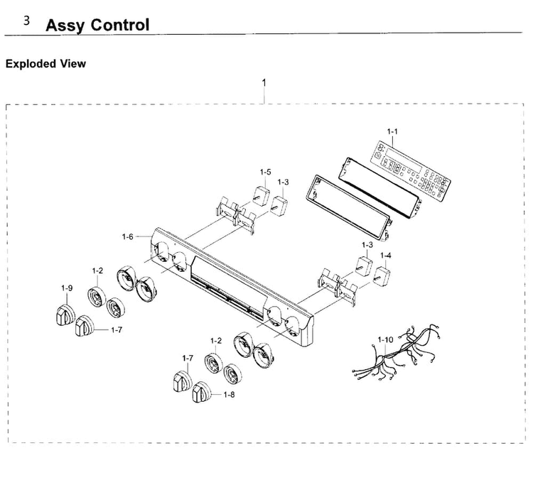 Control Diagram and Parts List for NE58K9850WG AA-0000 Samsung Range