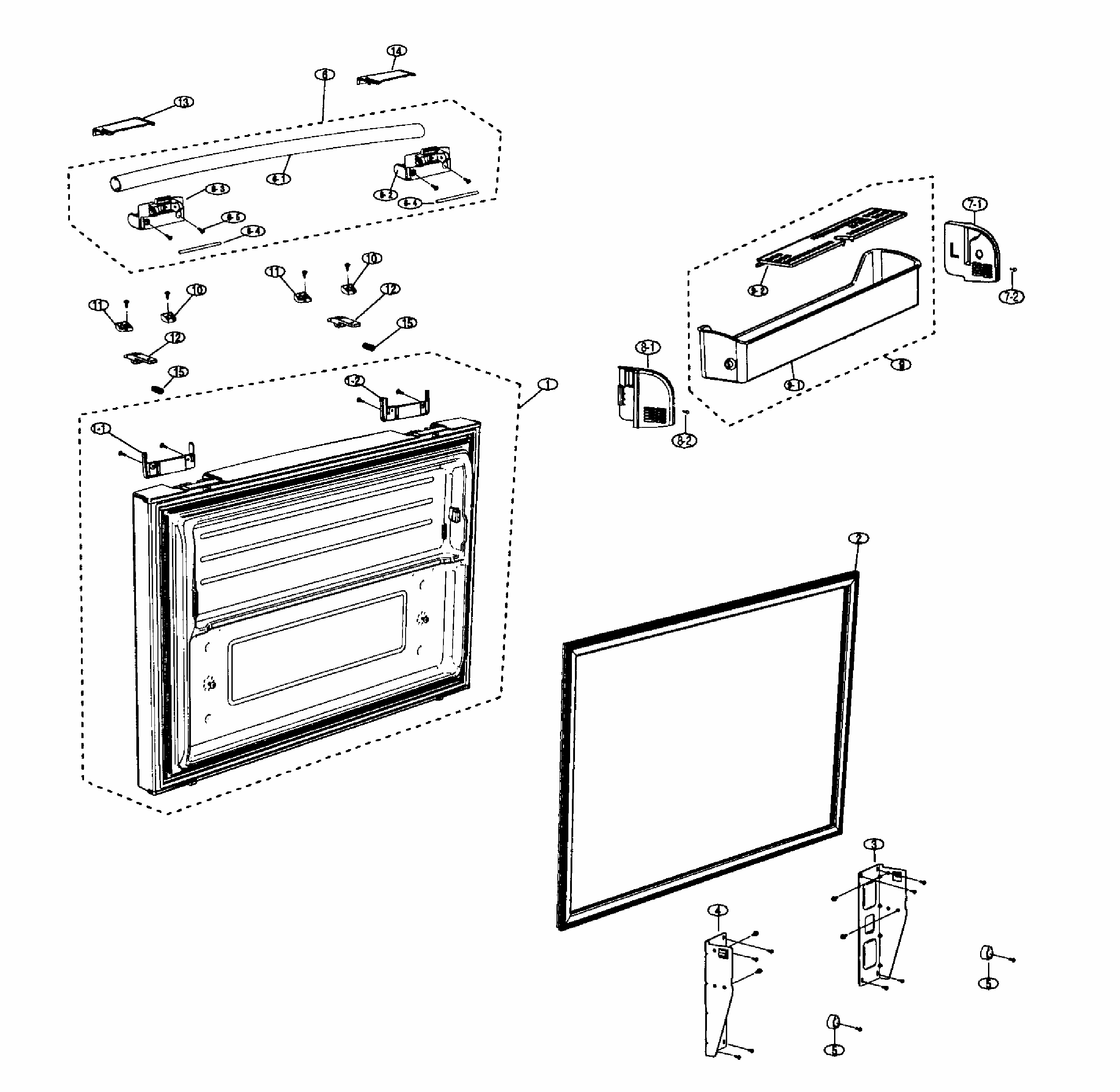 Freeze Door Diagram and Parts List for RF267ADRS XAA-0000 Samsung Refrigerator