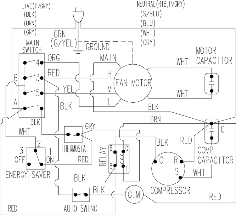Wiring Information Diagram and Parts List for AW2410C XAA Samsung Air Conditioner