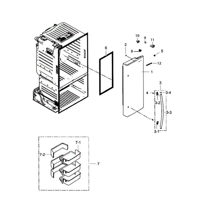 Right Door Diagram and Parts List for RF220NCTASP AA-01 Samsung Refrigerator