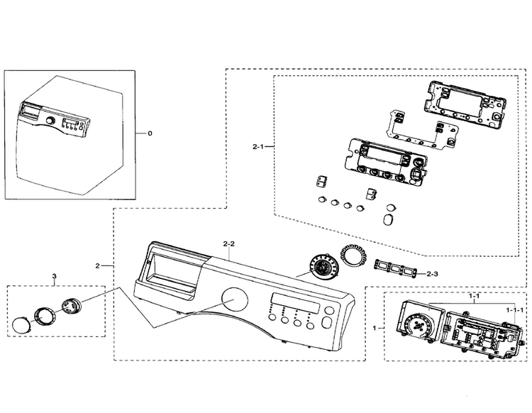 Control Panel Diagram and Parts List for WF330ANB XAA-0003 Samsung Washer