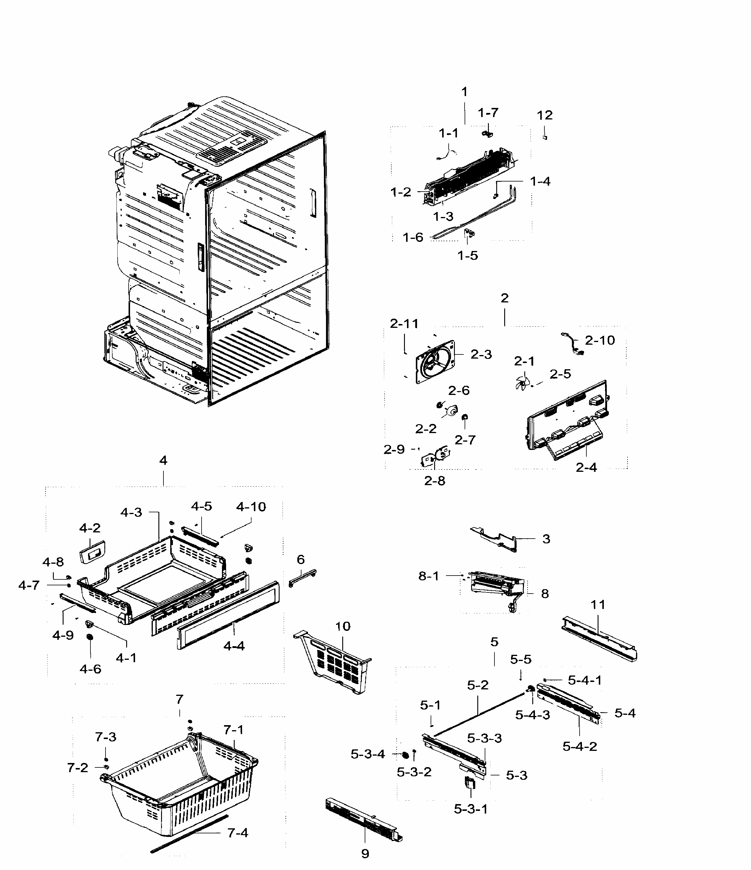 Freezer Diagram and Parts List for RF28HFEDBWW AA-0006 Samsung Refrigerator