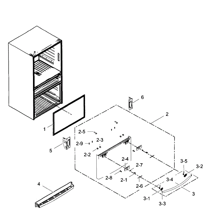 Freezer Door Diagram and Parts List for RF28HMEDBSR AA-11 Samsung Refrigerator