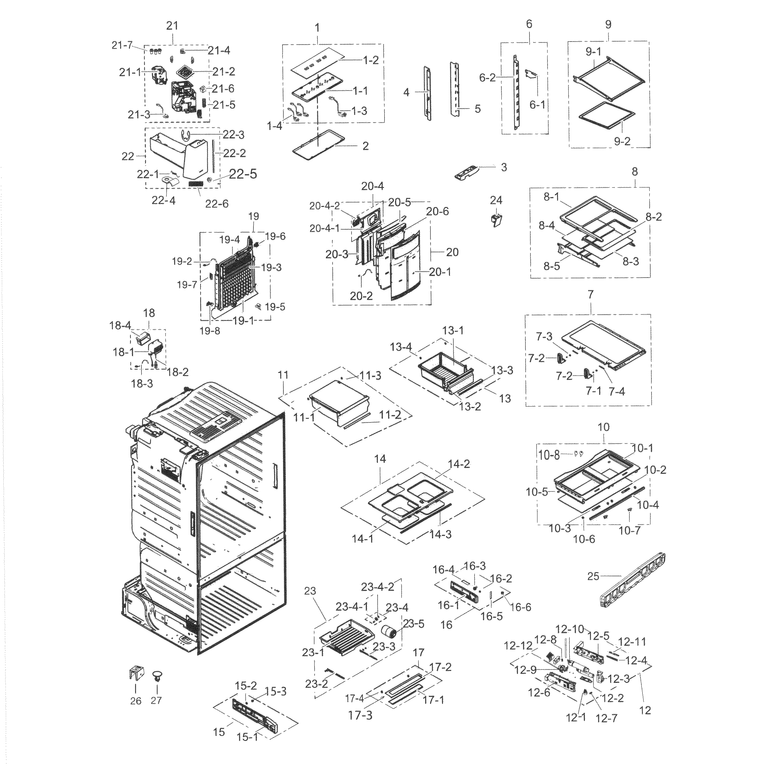 Fridge Diagram and Parts List for RF263TEAEBC AA-0003 Samsung Refrigerator