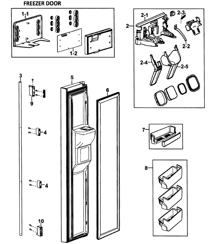 Left Door Diagram and Parts List for RH269LBSH XAA-0000 Samsung Refrigerator