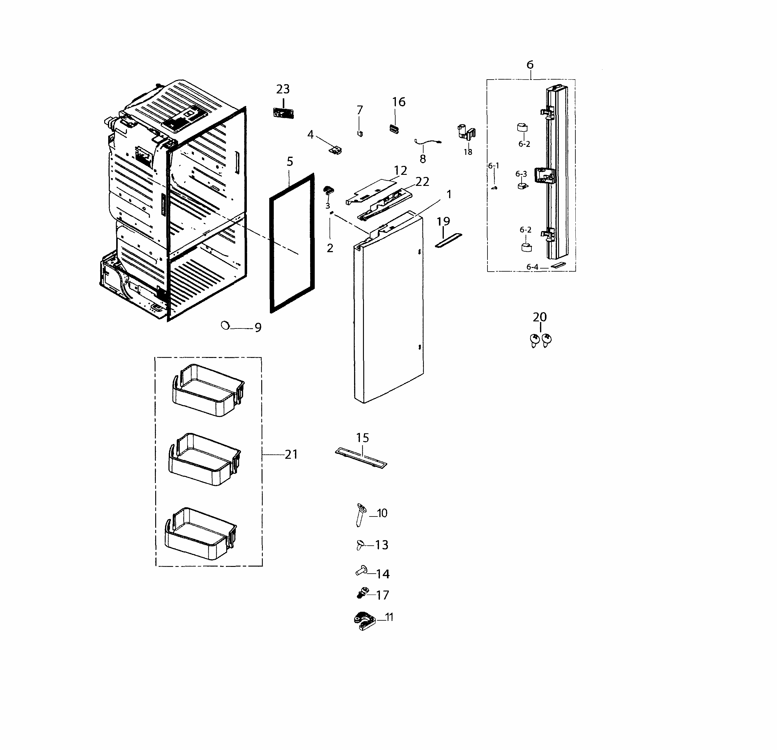 Fridge Door L Diagram and Parts List for RF26HFPNBSR AA-0000 Samsung Refrigerator