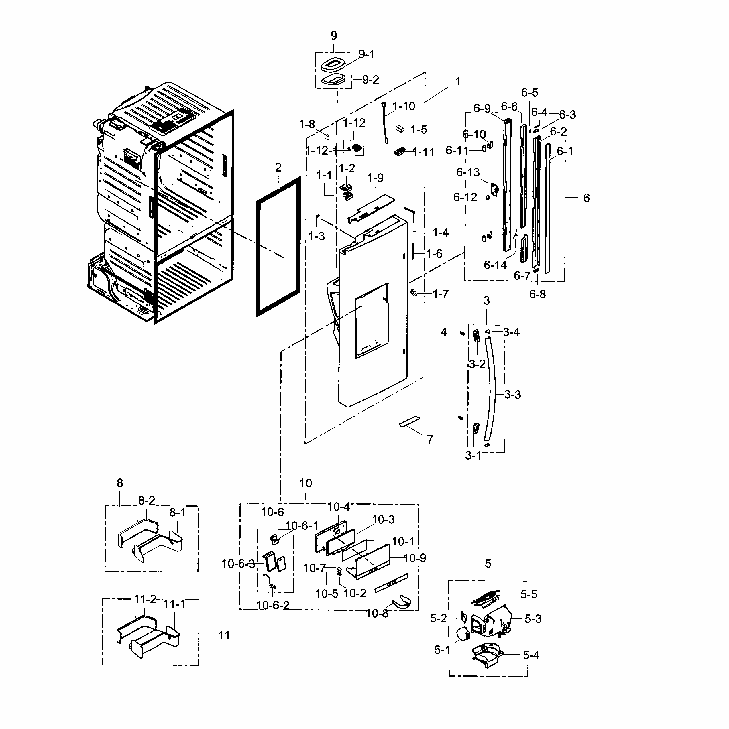 Refrigerator Door L Diagram and Parts List for RF28HFEDTBC AA-0000 Samsung Refrigerator