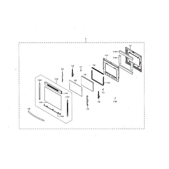 Door Diagram and Parts List for NE59M4320SB AA-00 Samsung Range