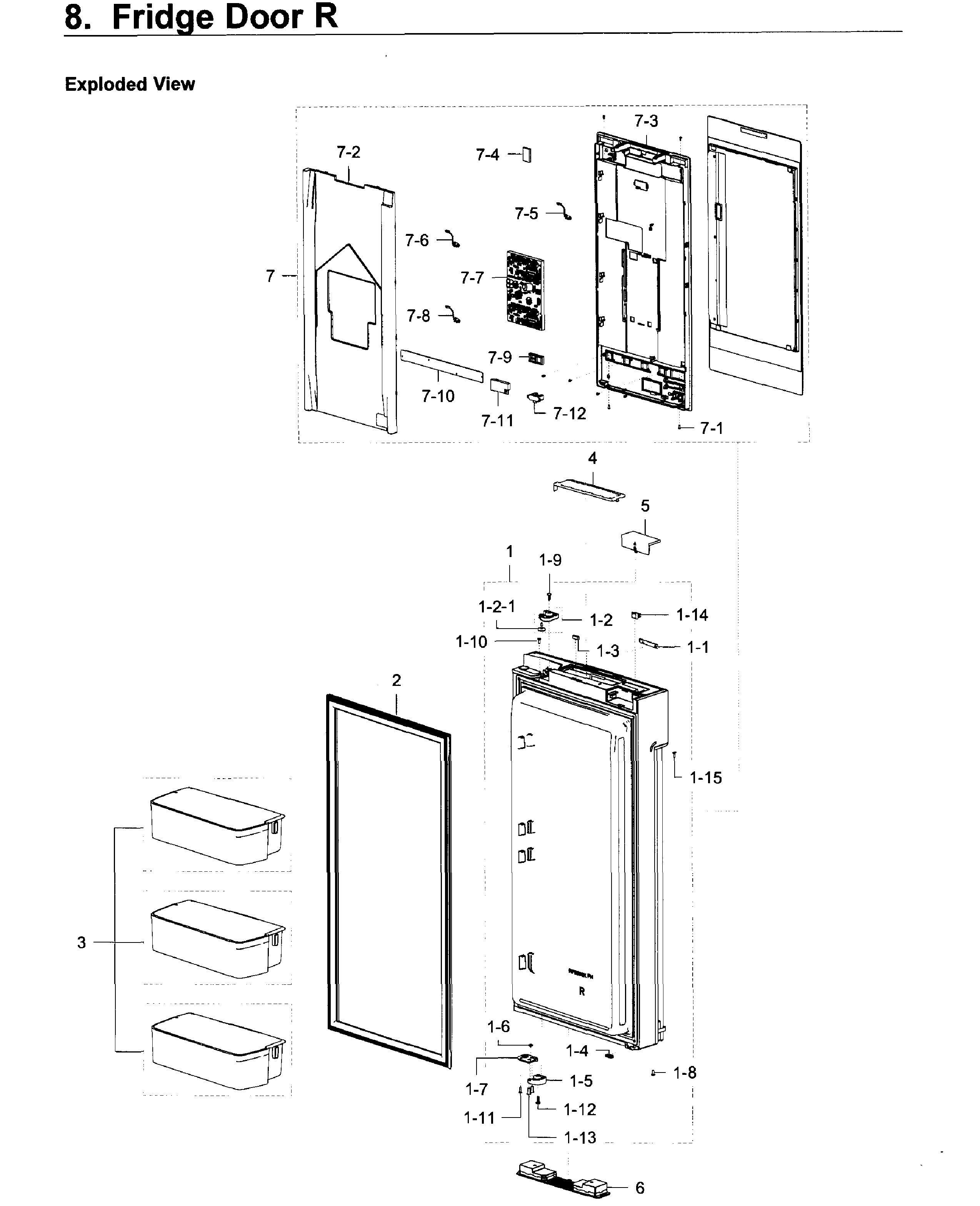 Fridge Door R Diagram and Parts List for RF22K9581SG AA-0001 Samsung Refrigerator