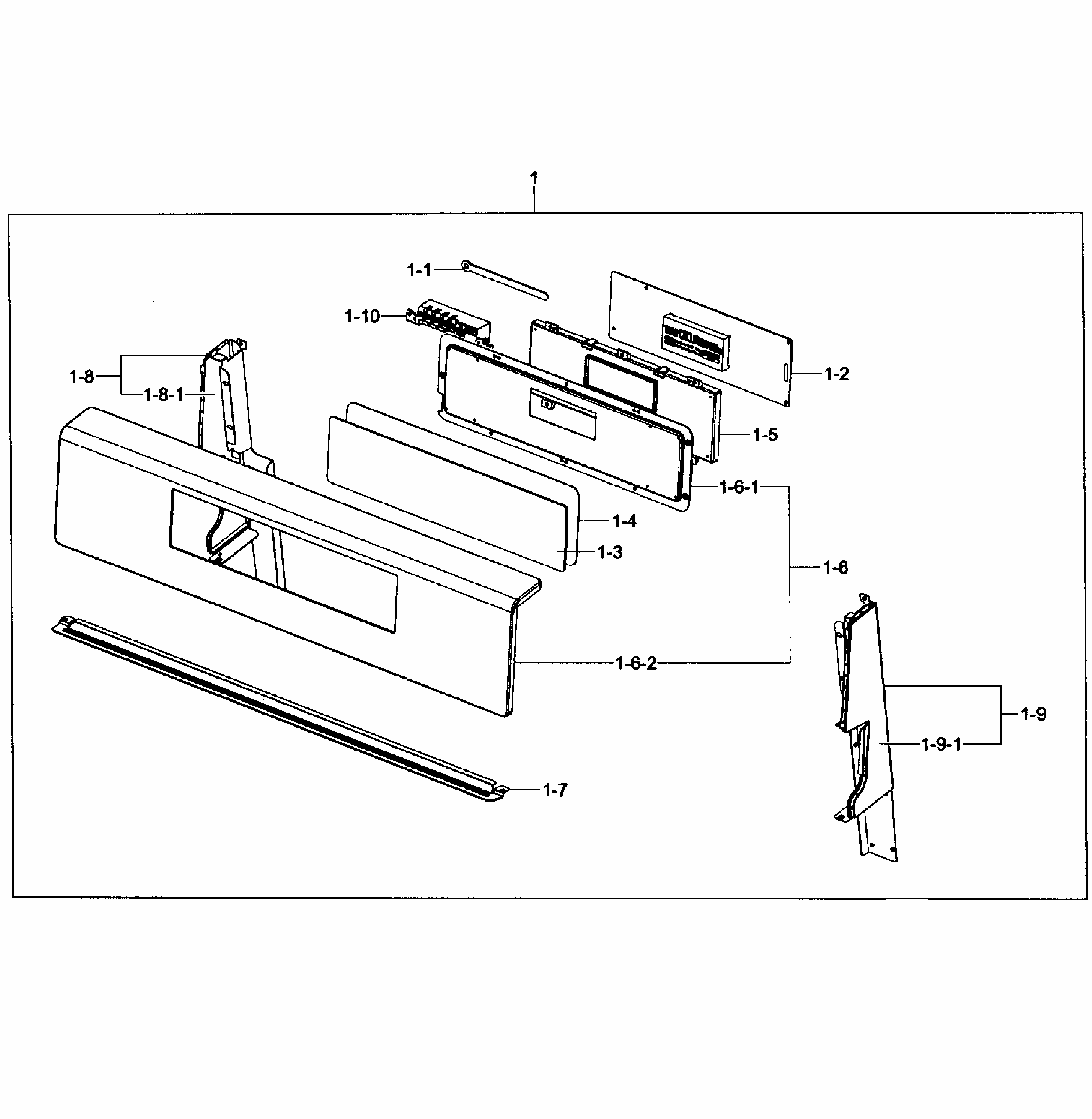 Control Panel Diagram and Parts List for FX510BGS XAA-0002 Samsung Range