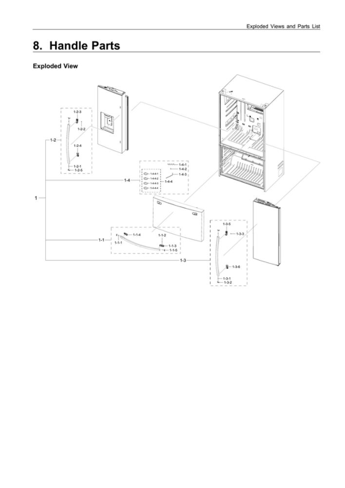 Handle Parts Diagram and Parts List for RF23R6201SR AA-51 Samsung Refrigerator