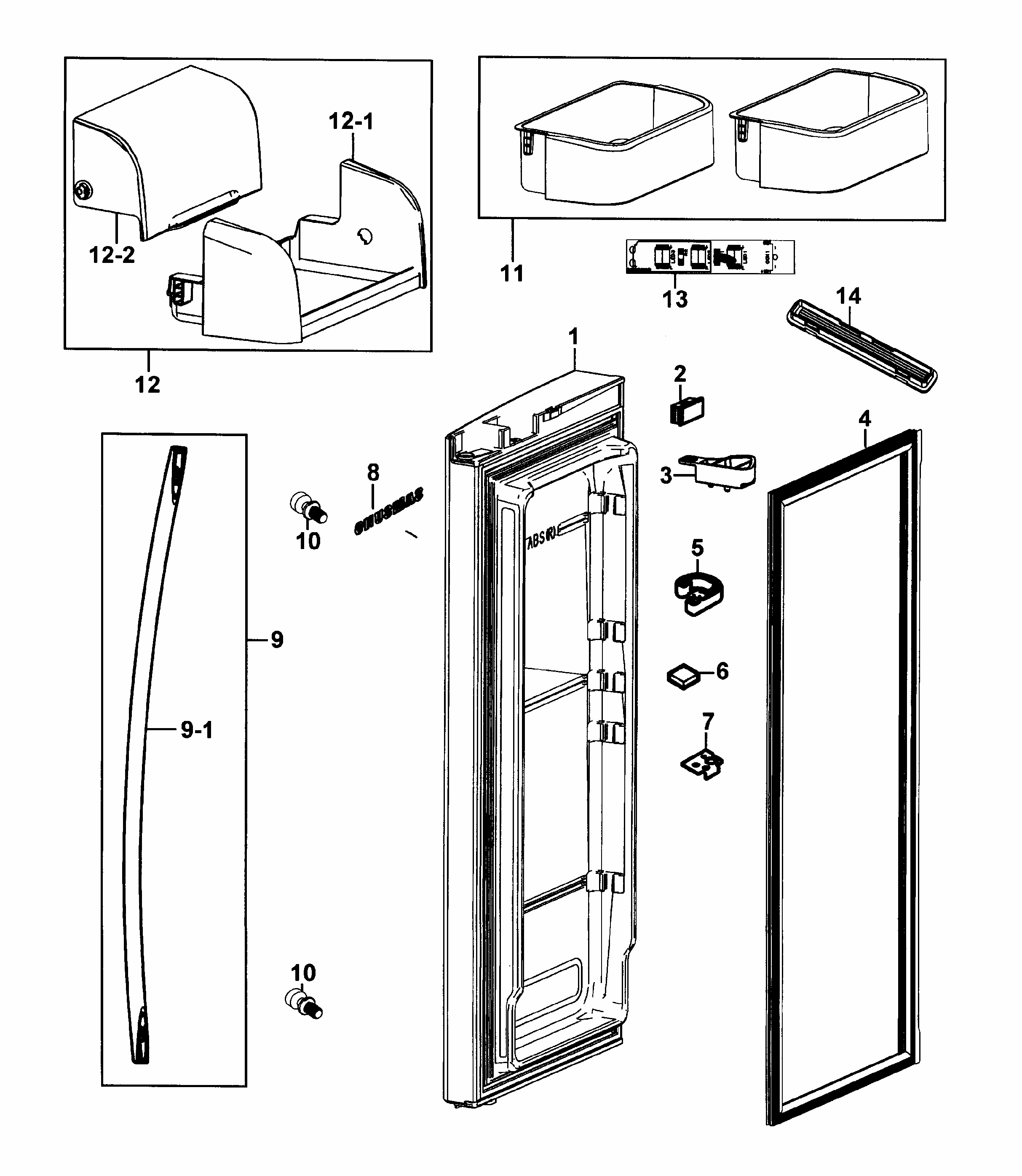 Door Right Diagram and Parts List for RF266AZPN XAA-0000 Samsung Refrigerator