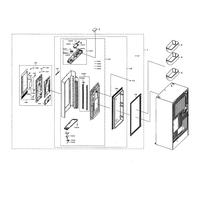 Right Fridge Door Diagram and Parts List for RF28N9780SG AA-00 Samsung Refrigerator