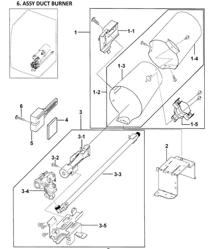 Heater Assy Diagram and Parts List for DV328AGW XAA-0000 Samsung Dryer