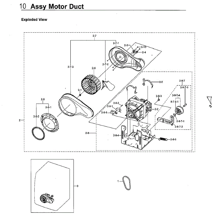 Motor Assembly Diagram and Parts List for DVG60M9900V A3-00 Samsung Dryer