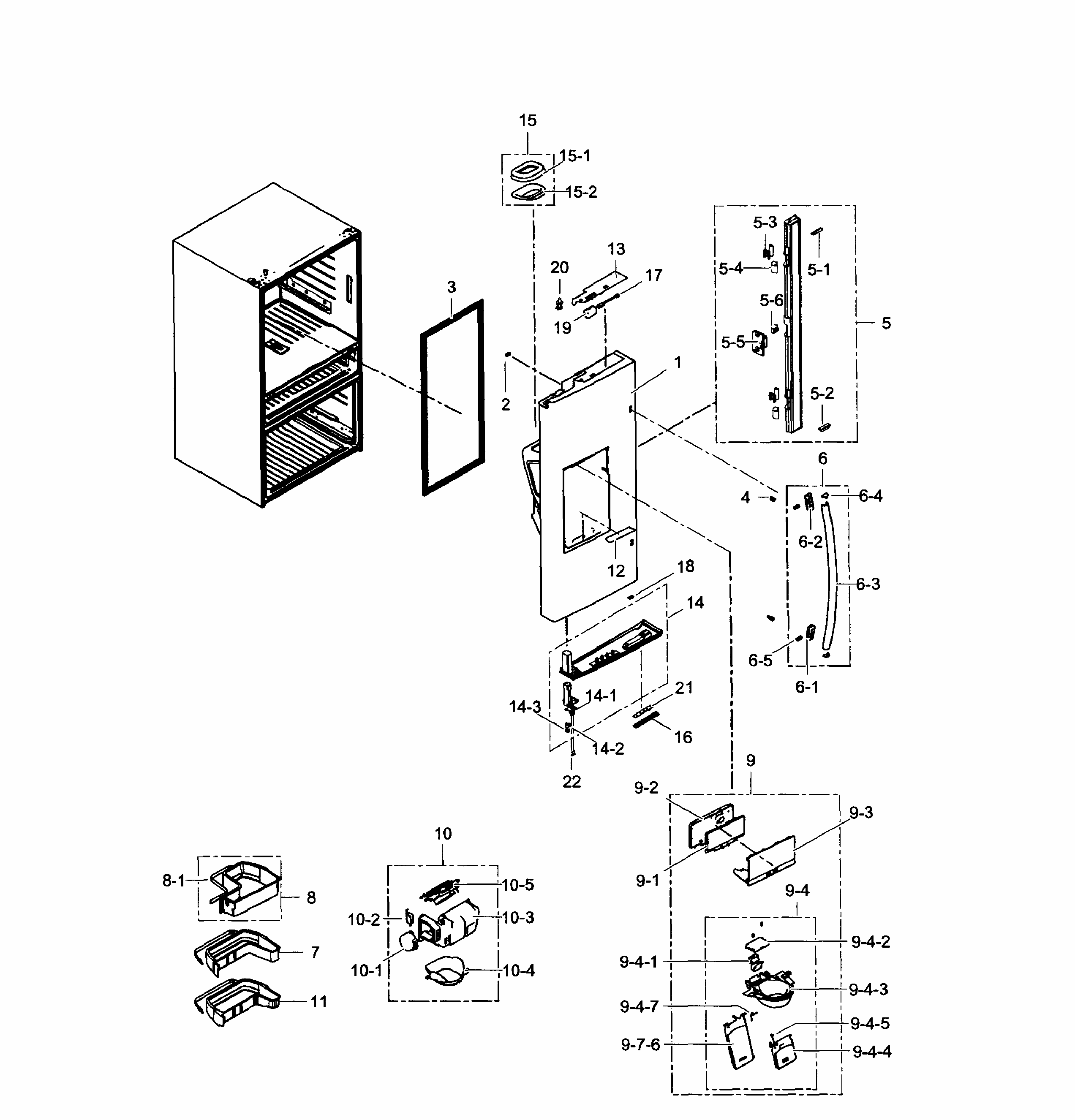 Left Door Diagram and Parts List for RF31FMEDBBC AA-0000 Samsung Refrigerator