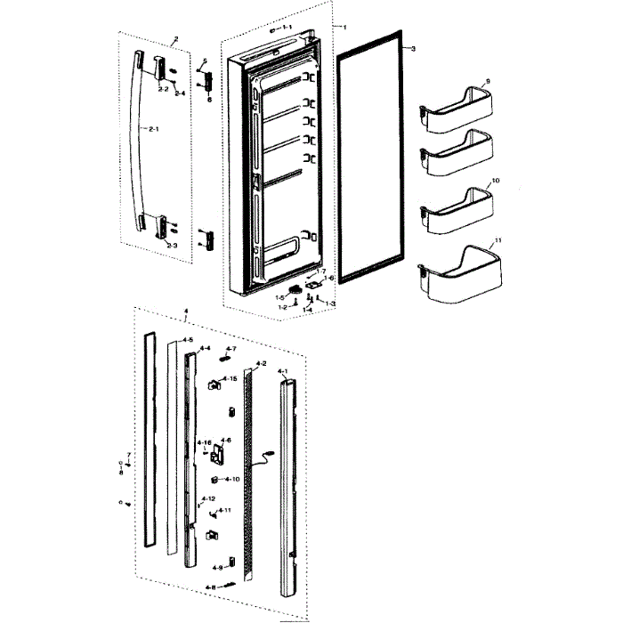 Frig Door Left Diagram and Parts List for RF217ABWP XAA-00 Samsung Refrigerator