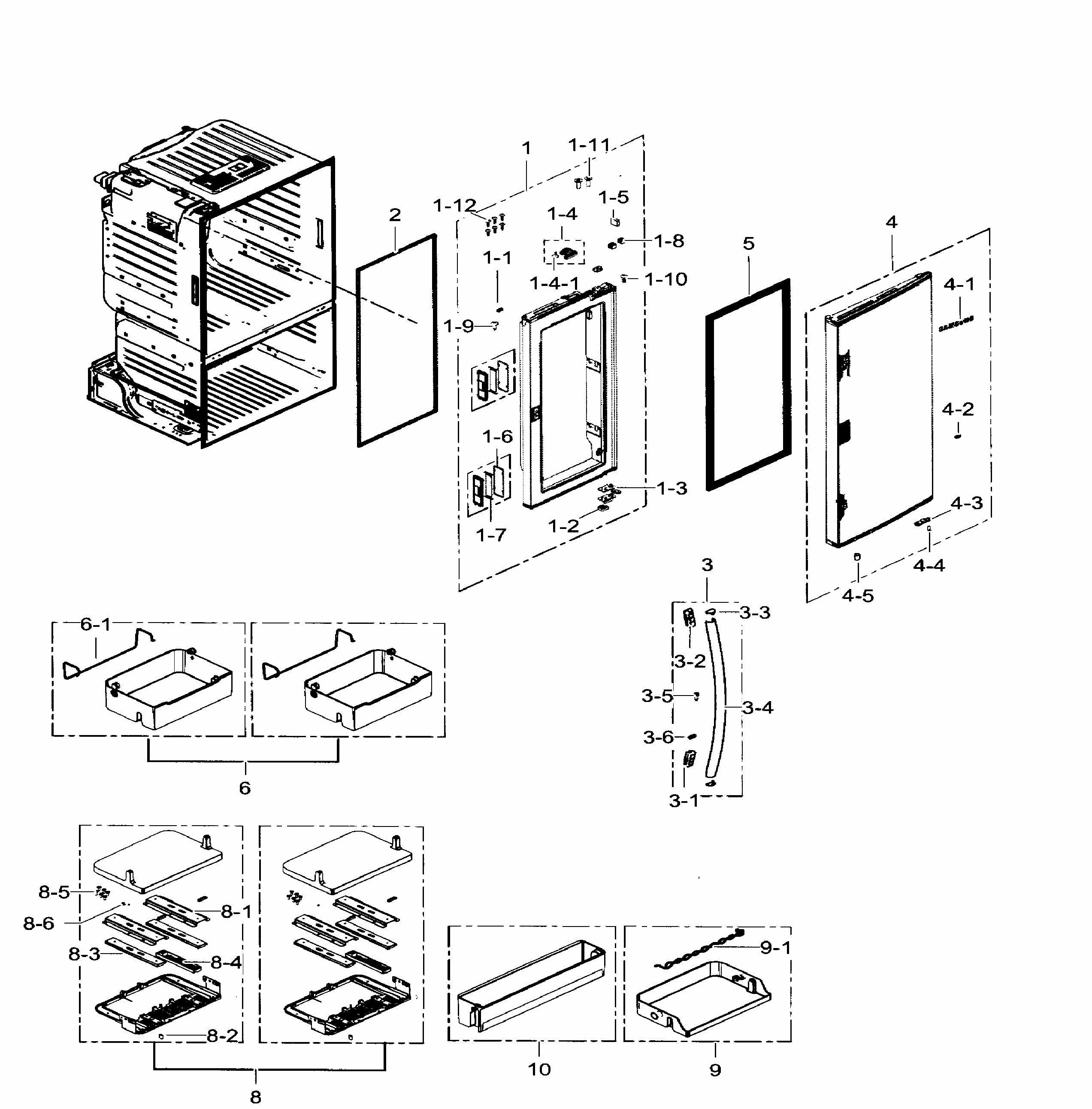 Right Door Diagram and Parts List for RF30HDEDTSR AA-0007 Samsung Refrigerator