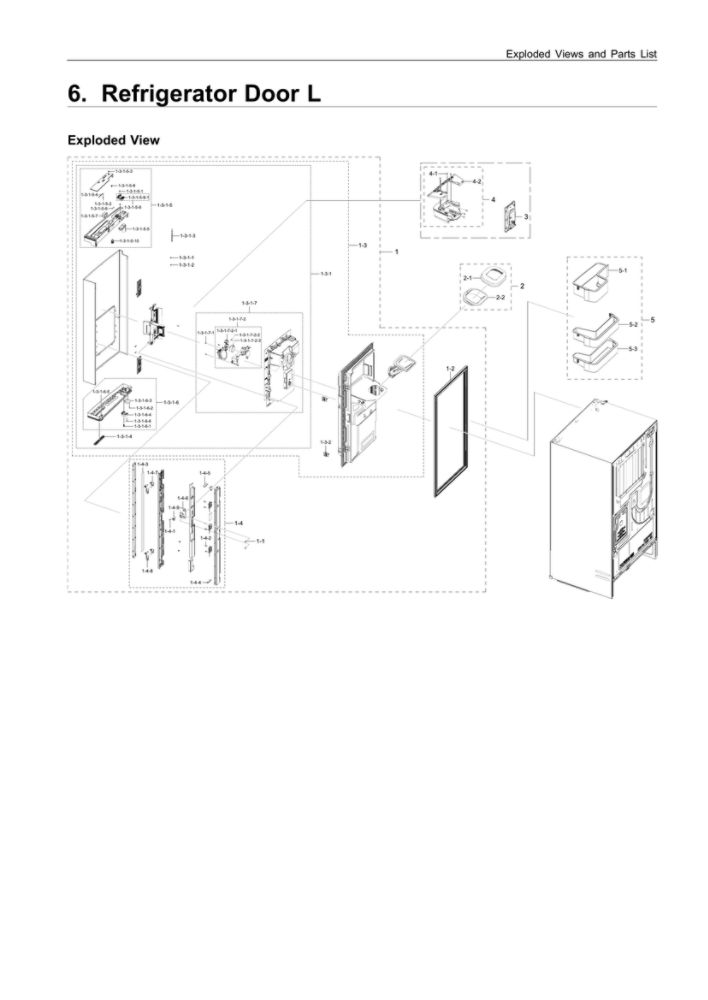 Left Refrigerator Door Assembly Diagram and Parts List for RF28R7551SR AA-00 Samsung Refrigerator