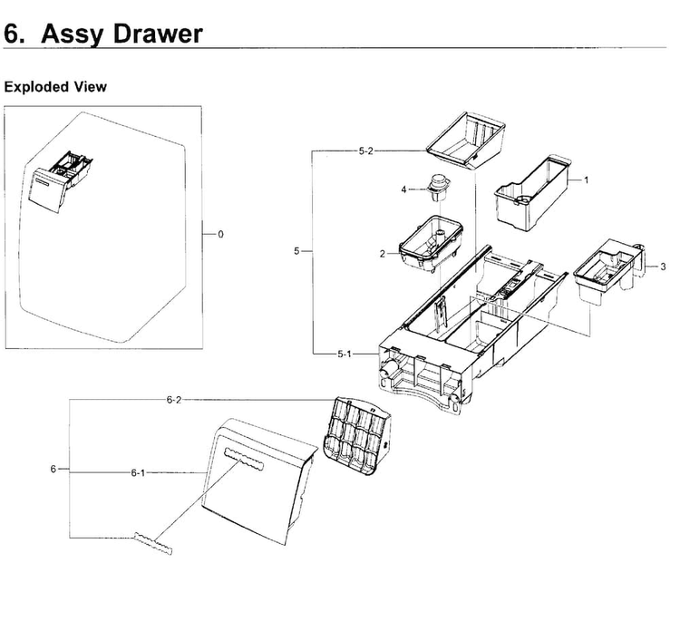 Drawer Asy Diagram and Parts List for WF419AAW XAA-0002 Samsung Washer