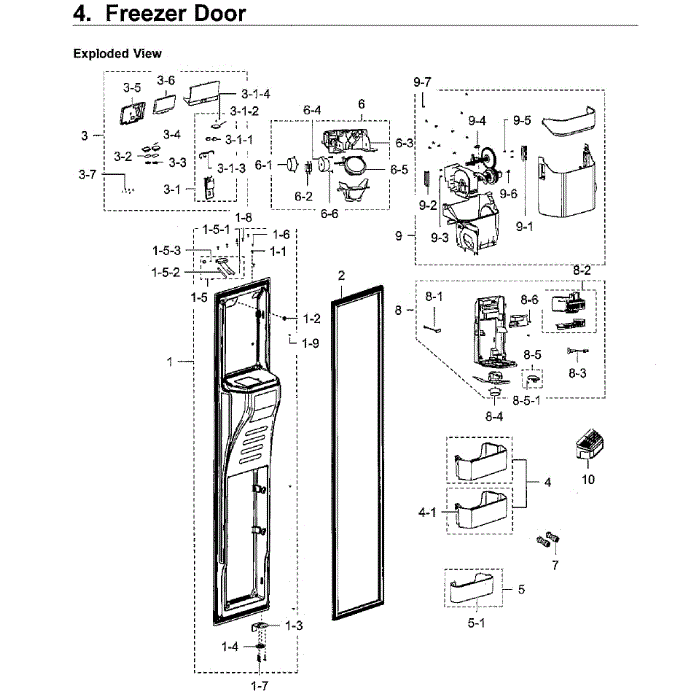 Left Door Diagram and Parts List for RH22H9010SR AA-05 Samsung Refrigerator