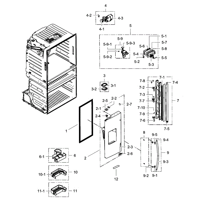 Refrigerator Door L Diagram and Parts List for RF4287HARS XAA-02 Samsung Refrigerator