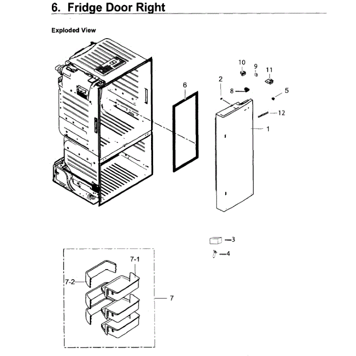Fridge Door R Diagram and Parts List for RF263TEAESG (AA)(0001) Samsung Refrigerator