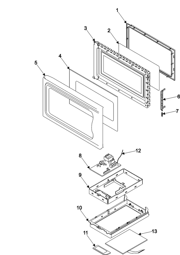 Control Panel/door Assembly Diagram and Parts List for SRH1230ZG XAA Samsung Microwave