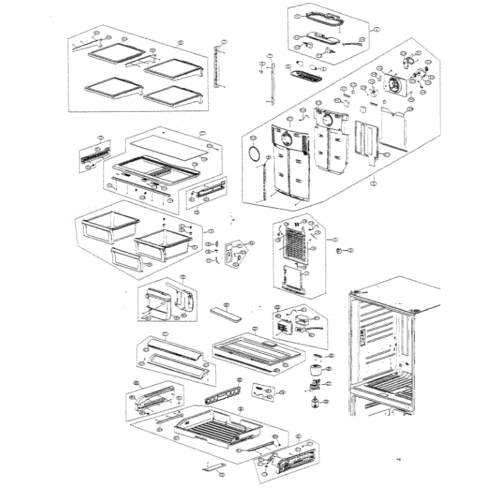 Refrigerator Diagram and Parts List for RF266ABRS XAA-00 Samsung Refrigerator