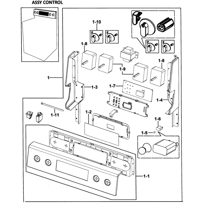 Control Panel Diagram and Parts List for FER300SX XAA-00 Samsung Range