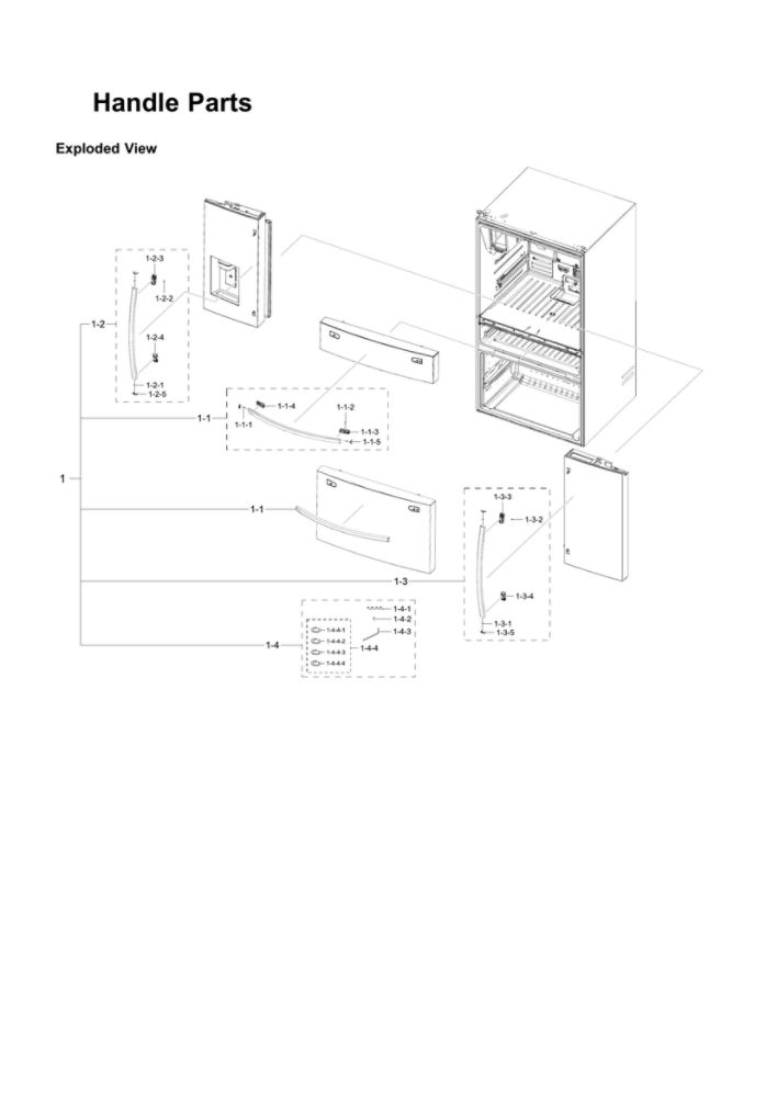 Handle Parts Diagram and Parts List for RF28R7551DT AA-00 Samsung Refrigerator