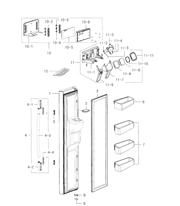 Left Door Diagram and Parts List for RS2530BSH XAA-0000 Samsung Refrigerator