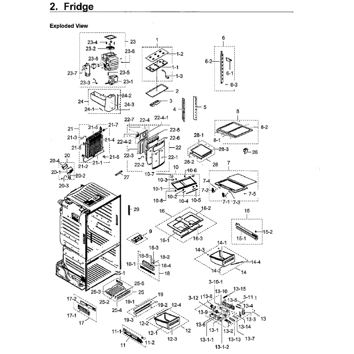 Fridge Diagram and Parts List for RF23HCEDBWW AA-08 Samsung Refrigerator