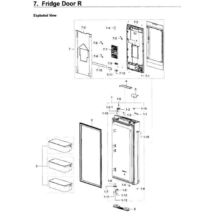 Fridge Door R Diagram and Parts List for RF28K9580SG AA-00 Samsung Refrigerator