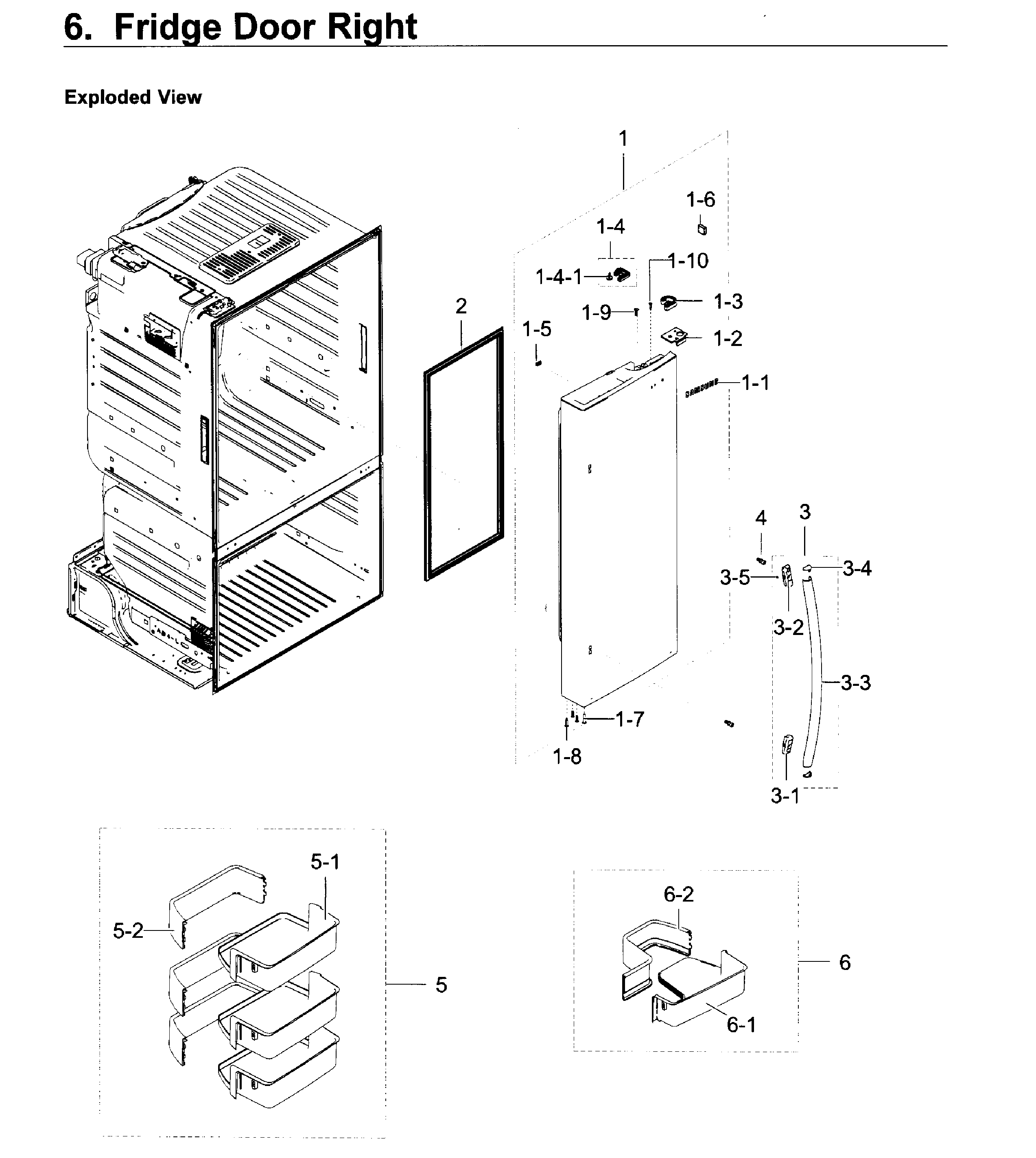 Fridge Door R Diagram and Parts List for RF23HCEDBSR AA-0013 Samsung Refrigerator