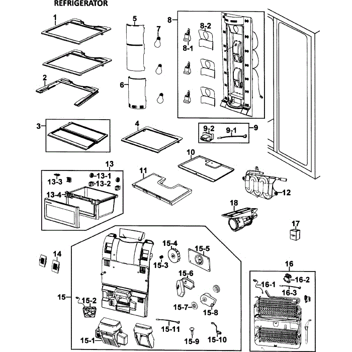 Refrigerator Diagram and Parts List for RM257ACRS XAA-00 Samsung Refrigerator