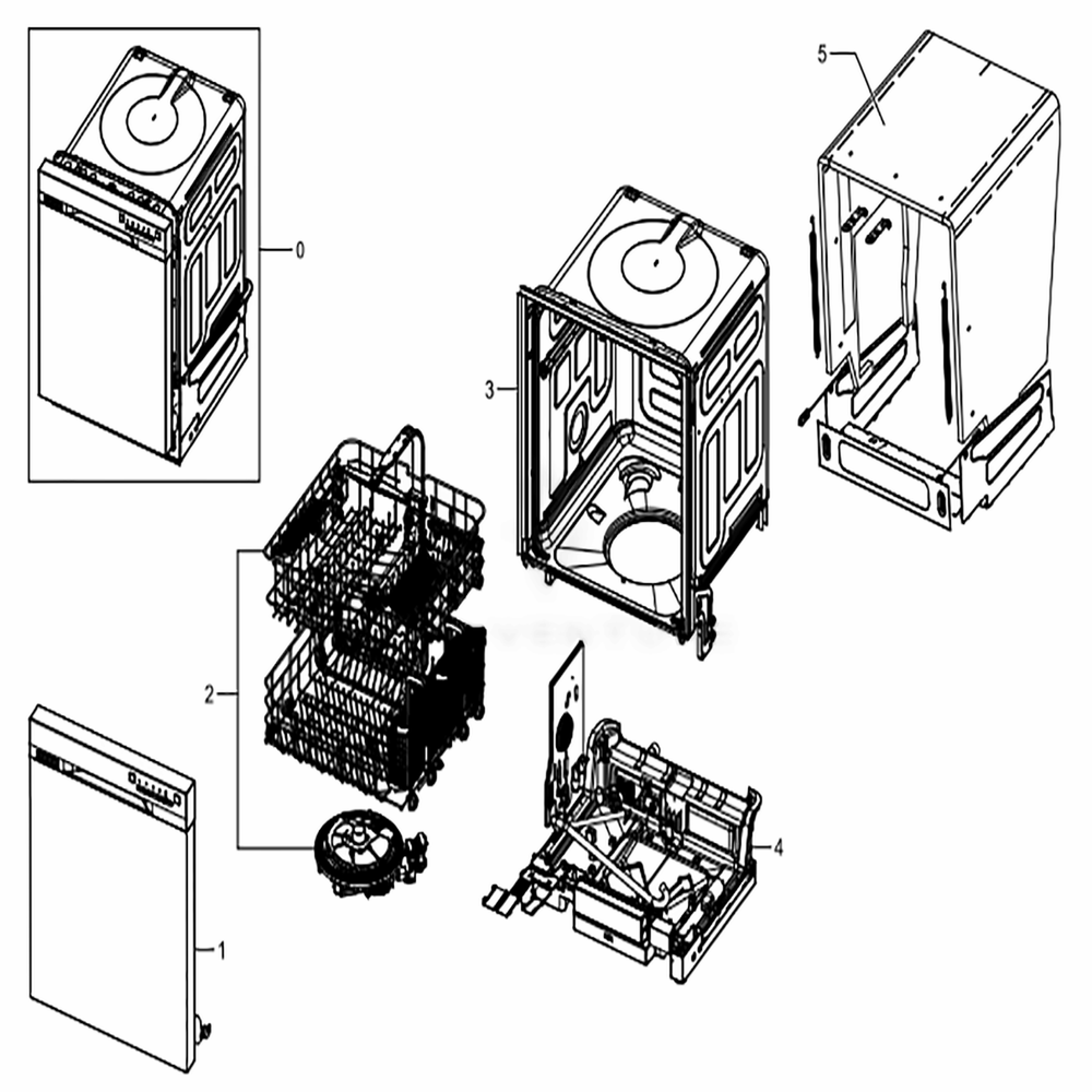 Main Diagram and Parts List for DW80J3020US (AA)(0001) Samsung Dishwasher
