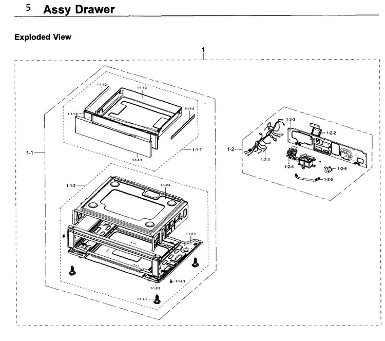 Drawer Diagram and Parts List for NX58K9852SG AA-0000 Samsung Range