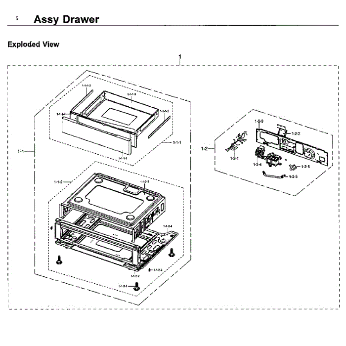 Drawer Diagram and Parts List for NX58J7750SS AA-01 Samsung Range