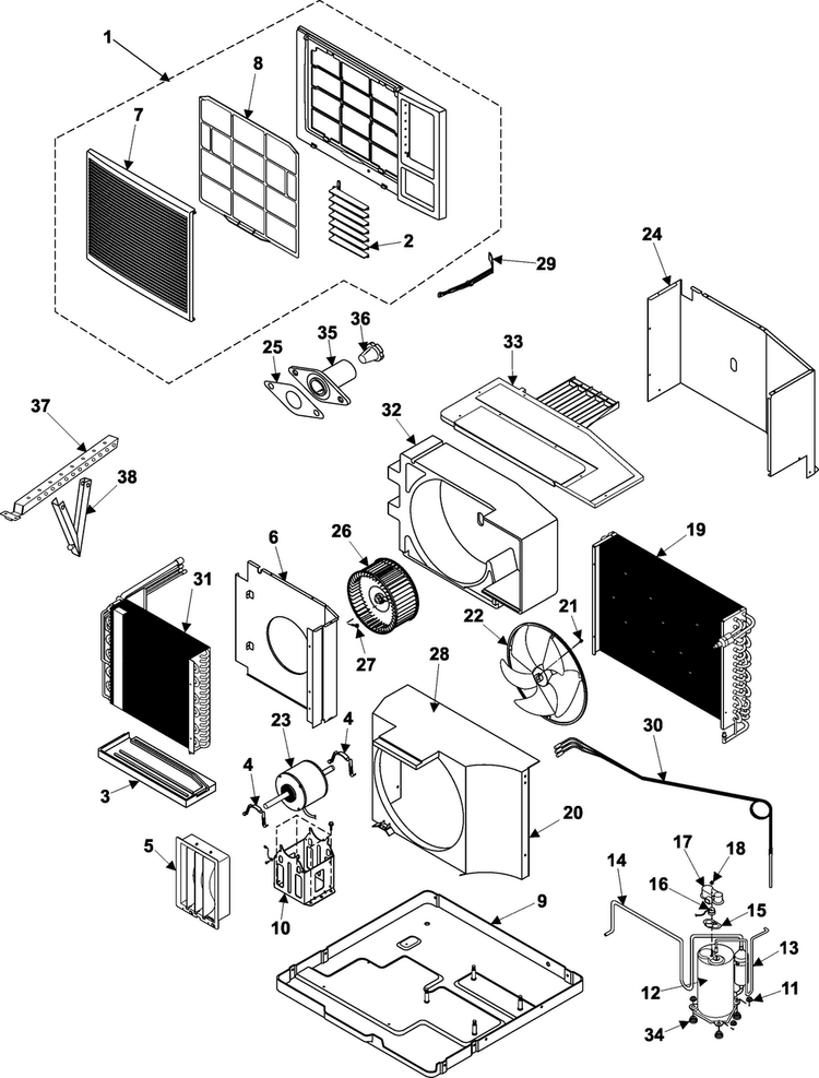 Chassis Assembly Diagram and Parts List for AW1800A XAA Samsung Air Conditioner