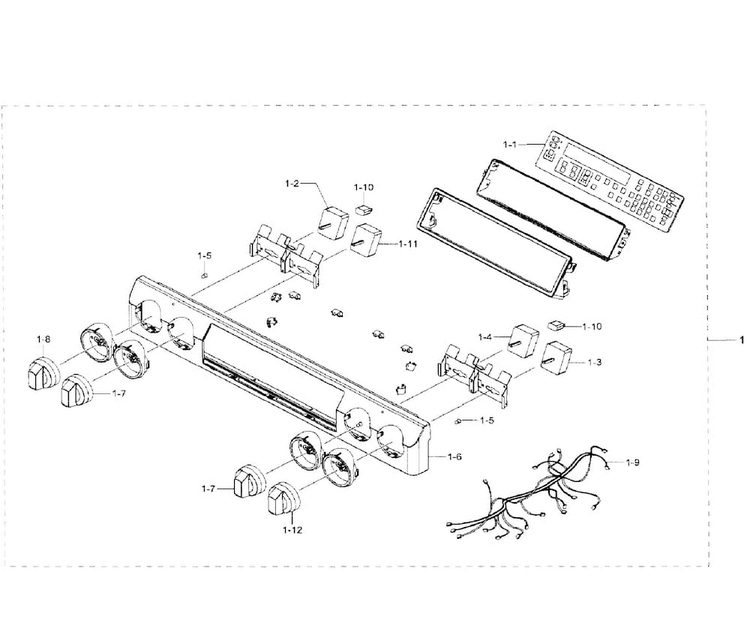 Control Assy Diagram and Parts List for NE58F9710WS AA-0002 Samsung Range