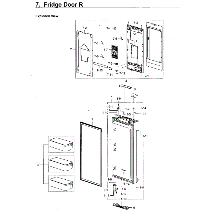 Fridge Door R Diagram and Parts List for RF28K9580SR AA-01 Samsung Refrigerator