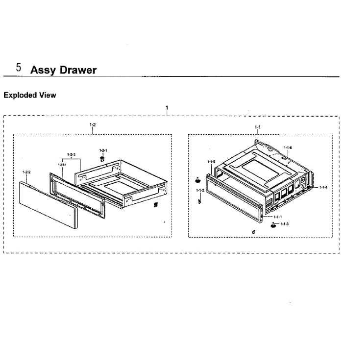Drawer Diagram and Parts List for NE59M6850SS AA-00 Samsung Range