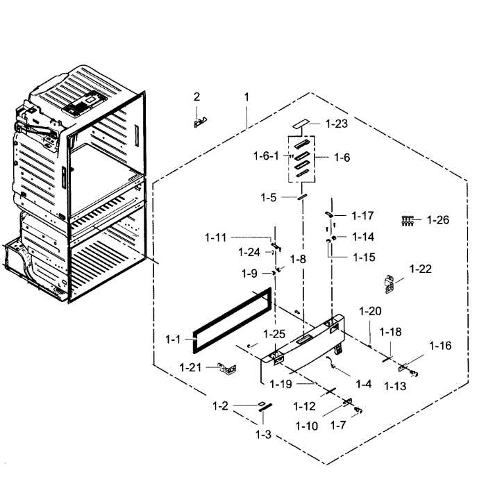Flexzone Door Diagram and Parts List for RF28HMEDBBC AA-08 Samsung Refrigerator