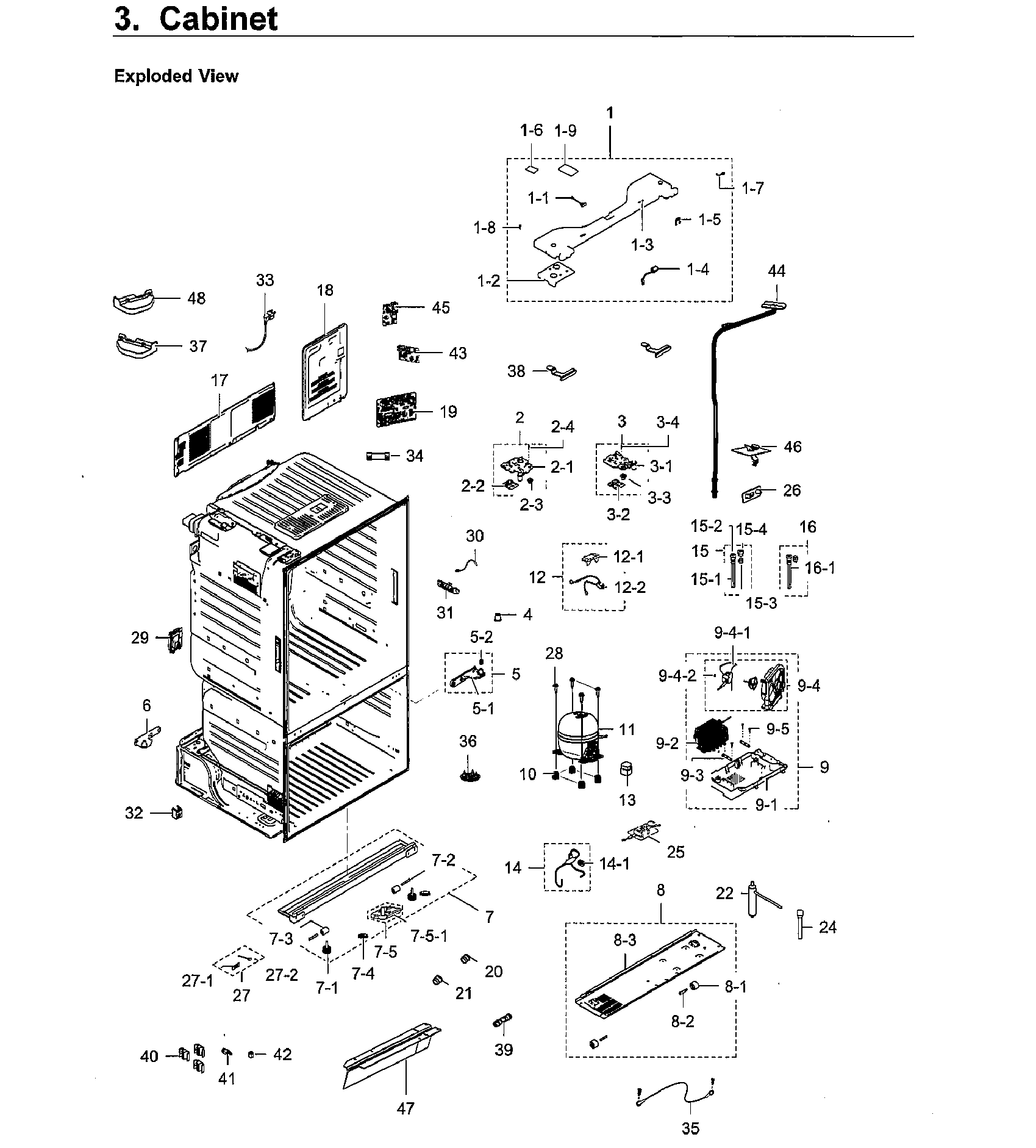 Cabinet Diagram and Parts List for RF23HCEDBWW AA-0010 Samsung Refrigerator
