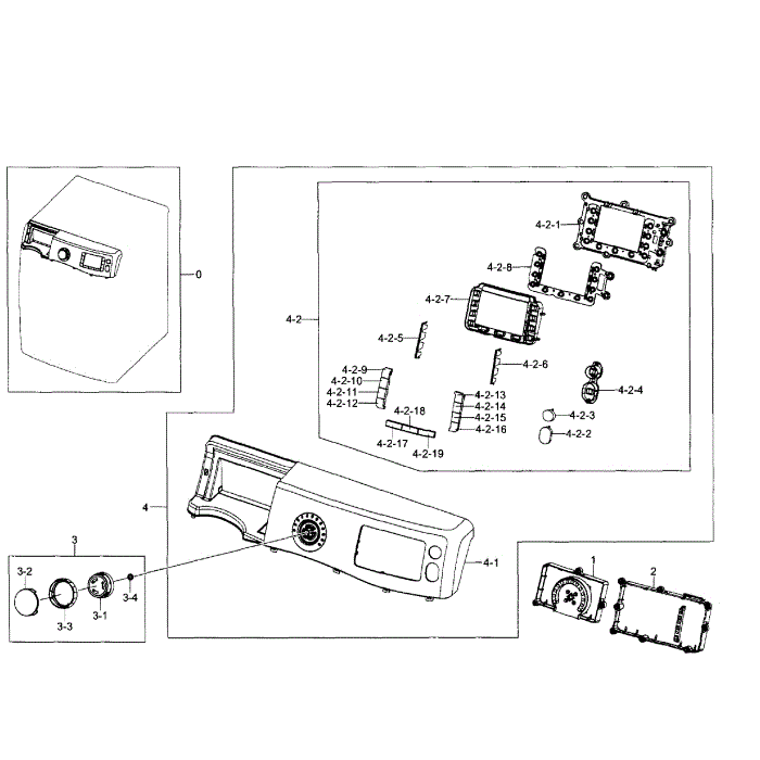 Control Panel Diagram and Parts List for WF520ABW XAA-05 Samsung Washer